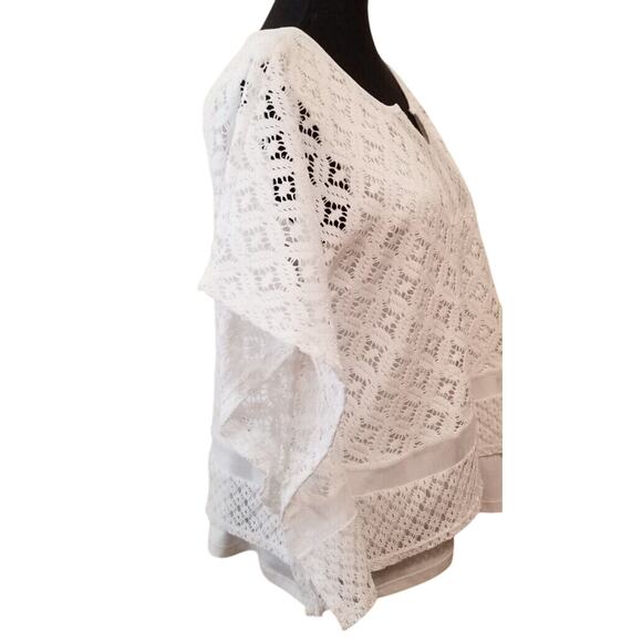 Alfred Dunner Career Casual White/Cream Embroidered Poncho W/Tunic Shell Size 12 - Picture 4 of 11